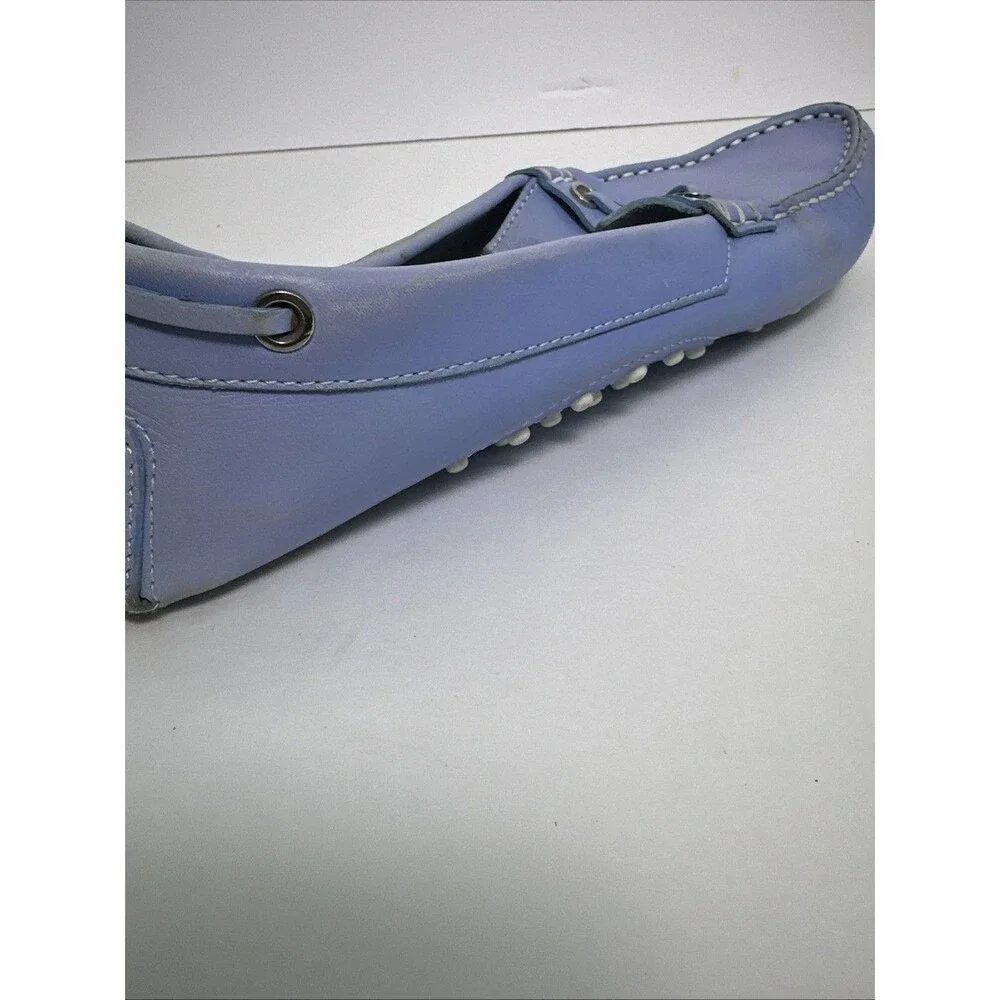 Tod’s light blue leather penny loafers Contrast Stitching Women’s Sz 9 Non Slip